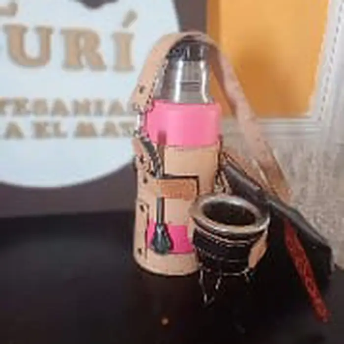 Porta termo cuero